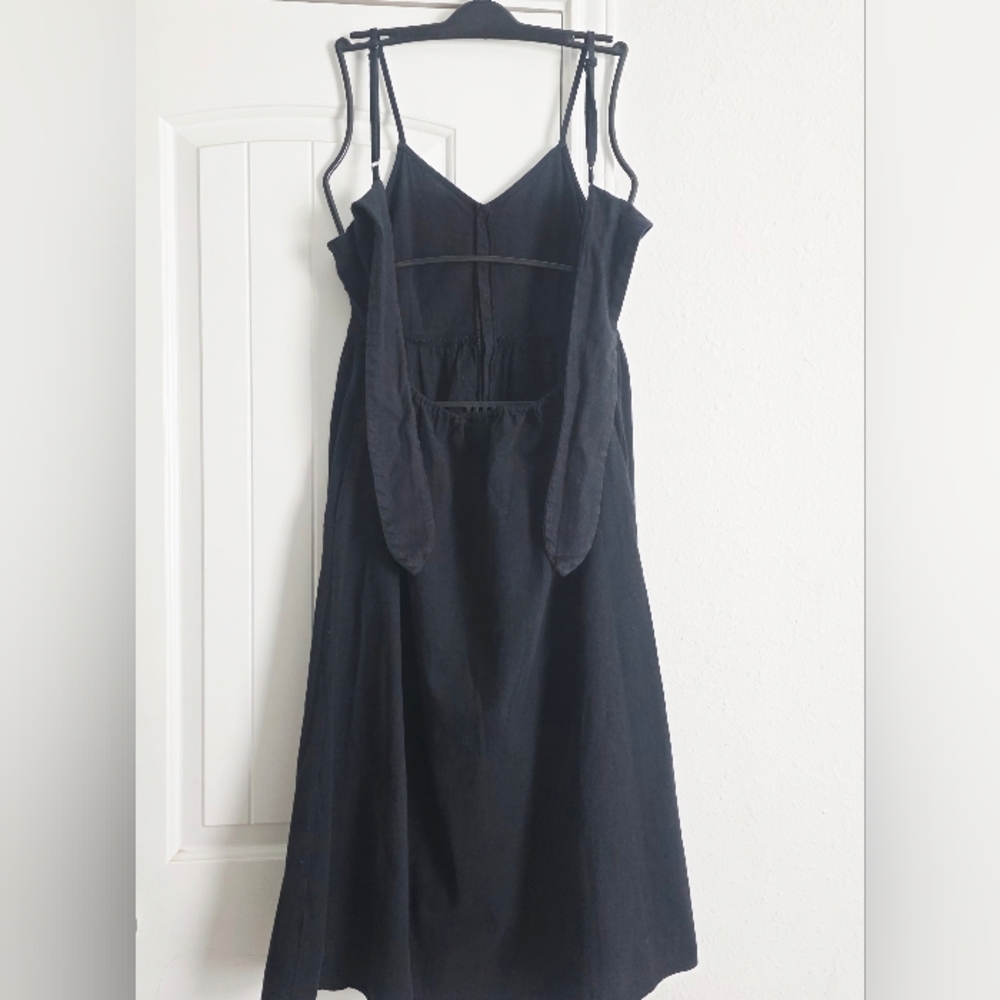 Universal Thread Black Midi Dress Button Front Tie Back – Size L - Picture 6 of 8